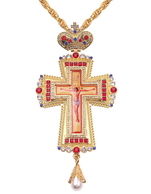Load image into Gallery viewer, Jewelry Crown Tag Necklace Cross Pendant
