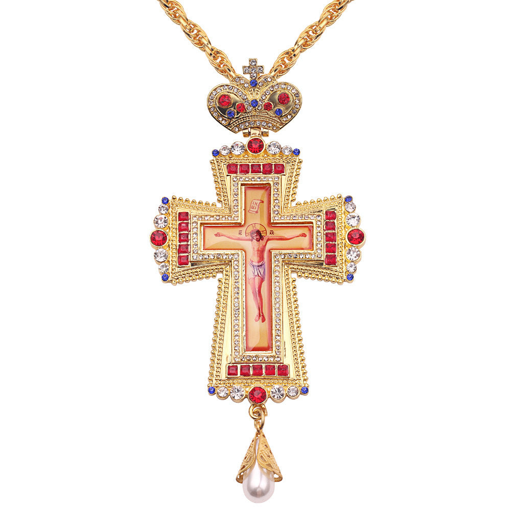 Jewelry Crown Tag Necklace Cross Pendant