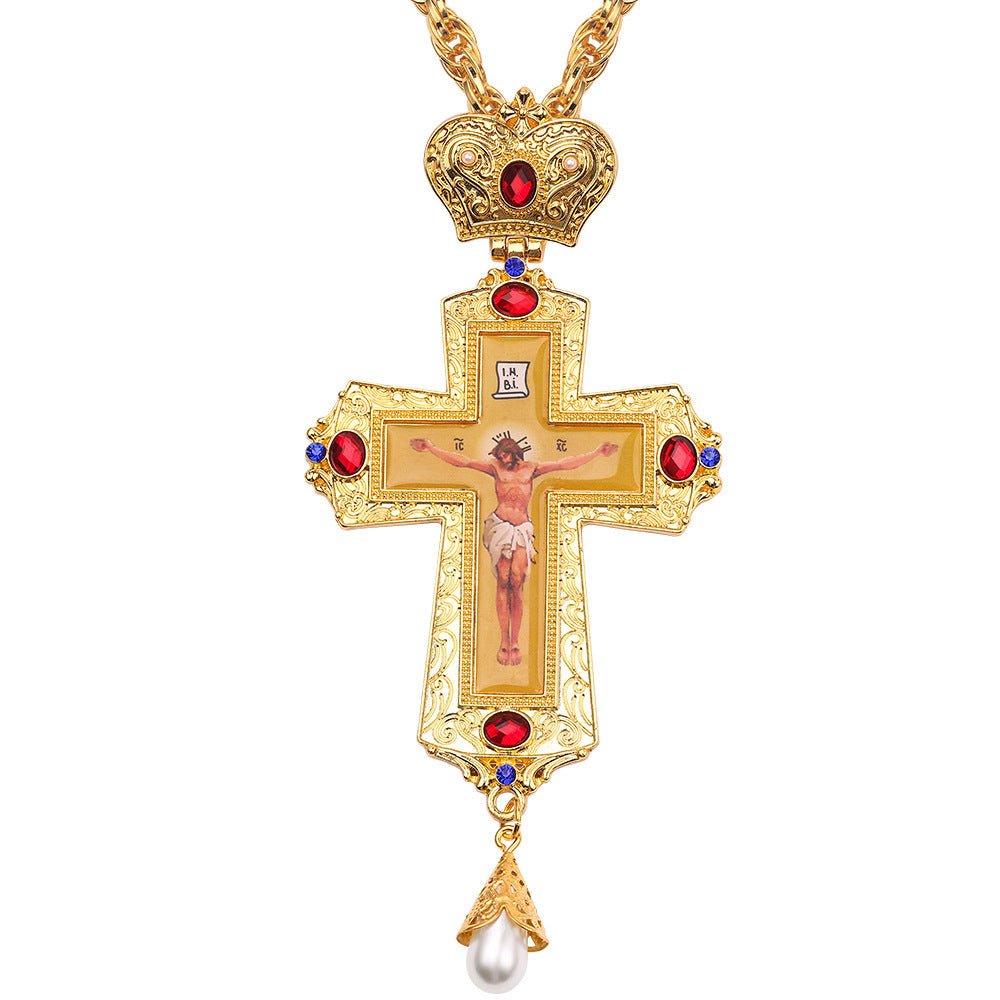 Jewelry Crown Tag Necklace Cross Pendant