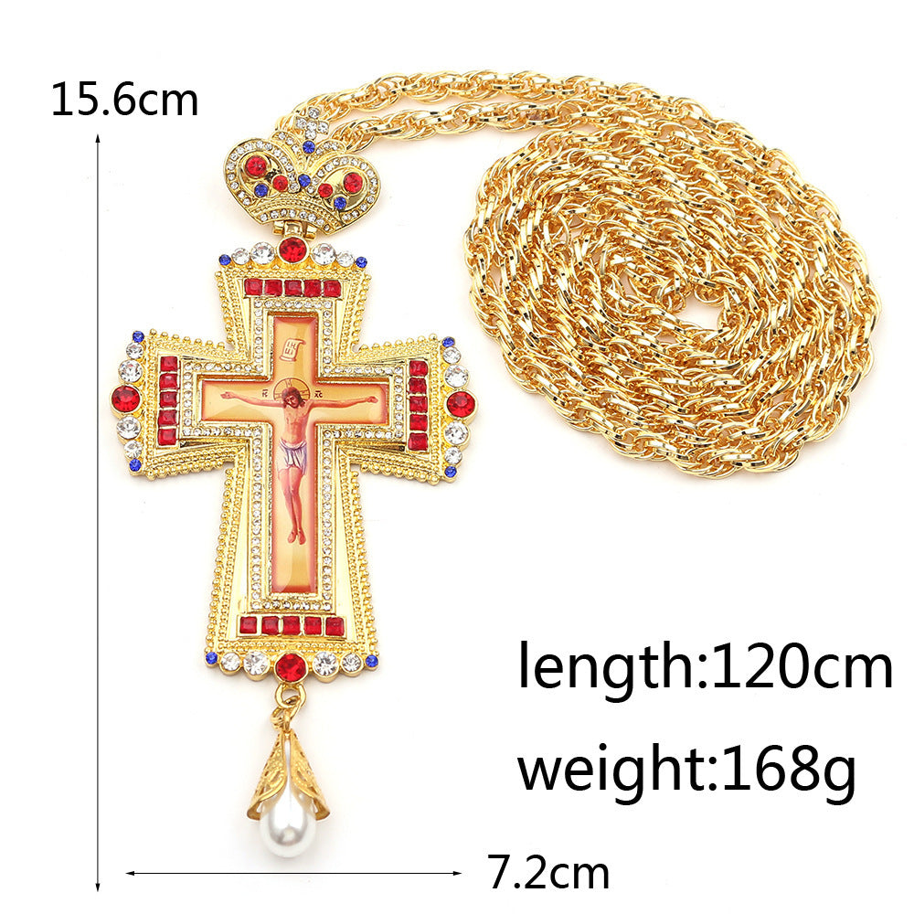 Jewelry Crown Tag Necklace Cross Pendant