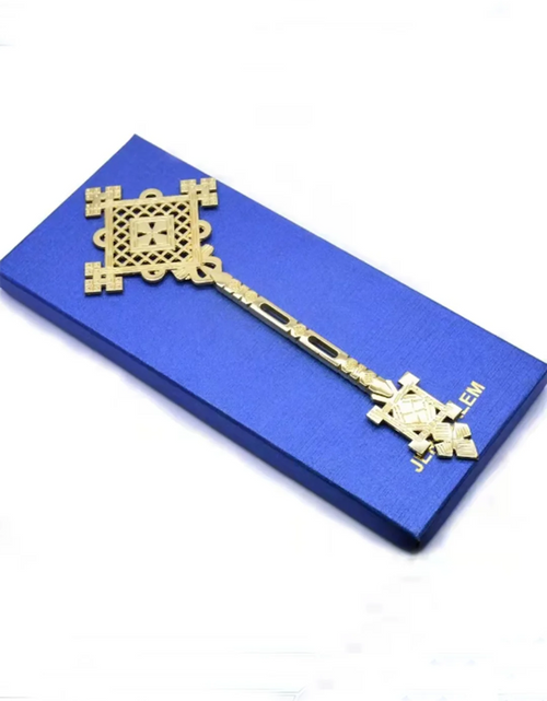 Load image into Gallery viewer, JERUSALEM Jesus Orthodox Cross Gold Plated Hand Blessing Cross Christian Chuch Home Prayer Ritual Cane Religious Gift
