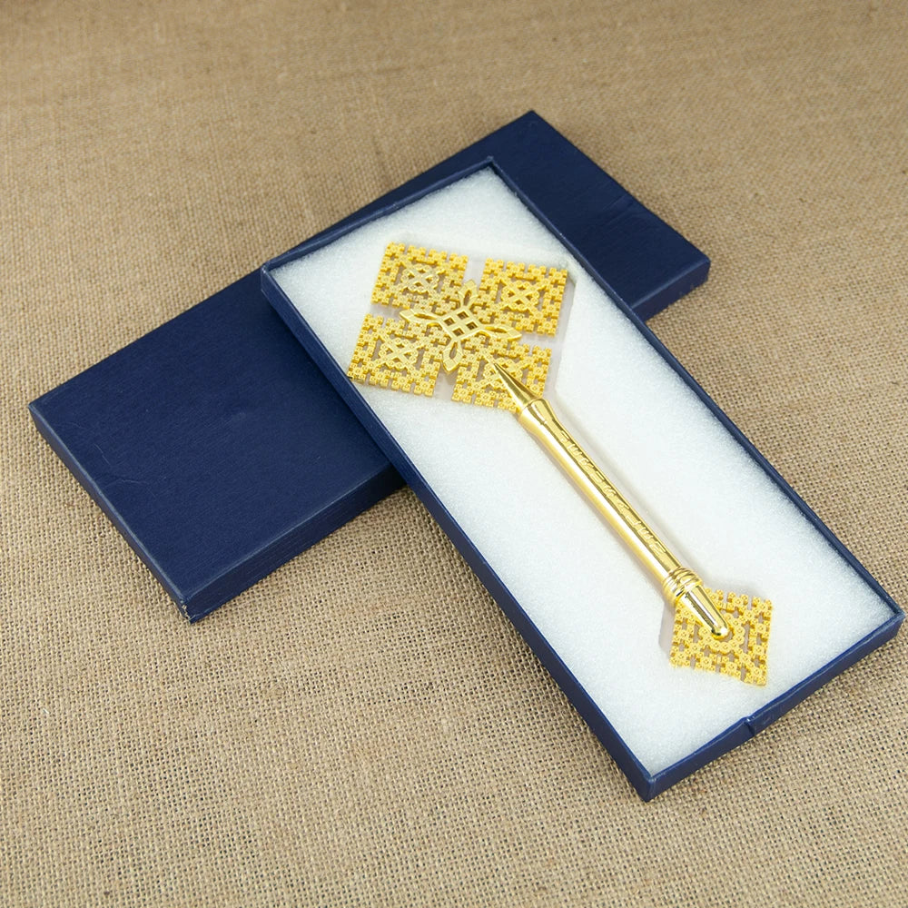 HT Orthodox Cross Jesus Religious Cross Christianity Religion Gift Small Hand Fit Gold Plated Cross for Church Prayer