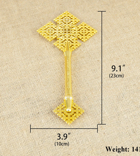 HT Orthodox Cross Jesus Religious Cross Christianity Religion Gift Small Hand Fit Gold Plated Cross for Church Prayer