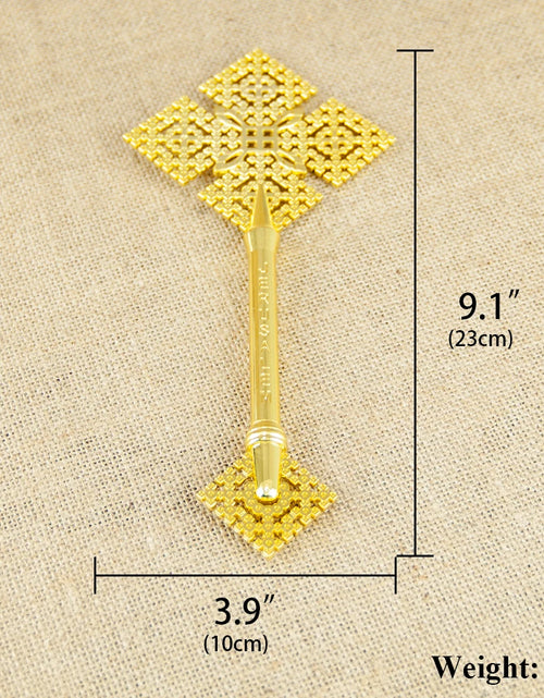 Load image into Gallery viewer, HT Orthodox Cross Jesus Religious Cross Christianity Religion Gift Small Hand Fit Gold Plated Cross for Church Prayer

