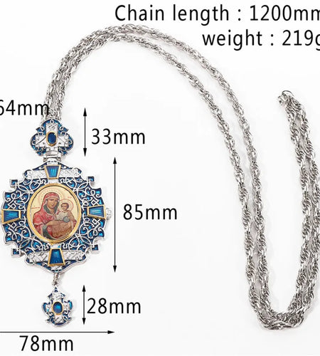 Pectoral Cross Russian Greece Crucifix Religious Baptism icon Byzantine Art and Orthodox Tradition Holy Cross Chain Long Necklac