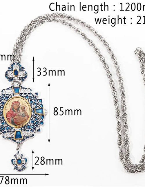 Load image into Gallery viewer, Pectoral Cross Russian Greece Crucifix Religious Baptism icon Byzantine Art and Orthodox Tradition Holy Cross Chain Long Necklac
