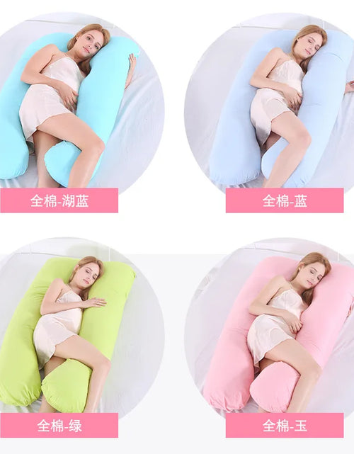 Load image into Gallery viewer, Materbity Pillow for Women Cotton Color Matching Removable Washable U-shaped Waist Support Cushion Pillow Maternity Body Pillow
