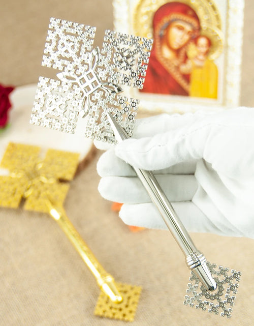Load image into Gallery viewer, HT Orthodox Cross Jesus Religious Cross Christianity Religion Gift Small Hand Fit Gold Plated Cross for Church Prayer
