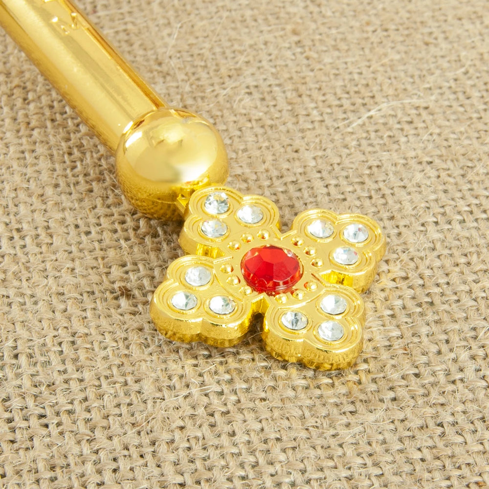 HT Small Hand Orthodox Cross Jesus Crucifix Statue Religious Prayer Gold Plated Hand Holding Cross With Stone Church Home Decor