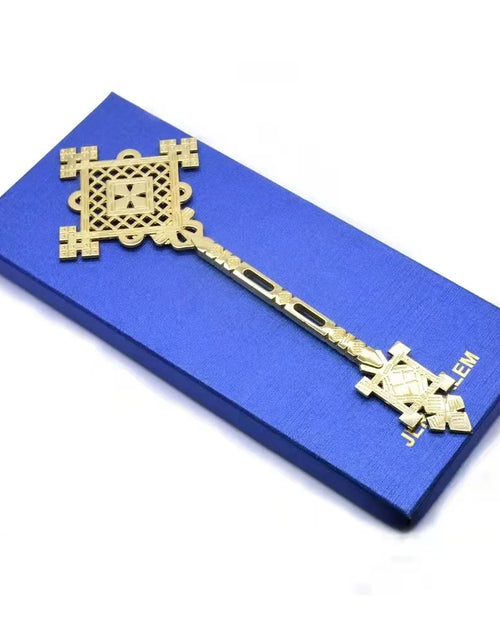 Load image into Gallery viewer, JERUSALEM Jesus Orthodox Cross Gold Plated Hand Blessing Cross Christian Chuch Home Prayer Ritual Cane Religious Gift
