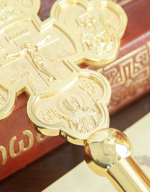 Load image into Gallery viewer, Handheld prayer alloy cross for Eastern Orthodox churches. Prayer ritual supplies are lightweight and easy to carry
