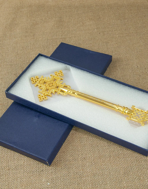 Load image into Gallery viewer, Religious Orthodox Ritual Father Pastor Hand Holding Cross Jerusalem Cross Gold Religious Gift Zinc Alloy Gold Plated Cross
