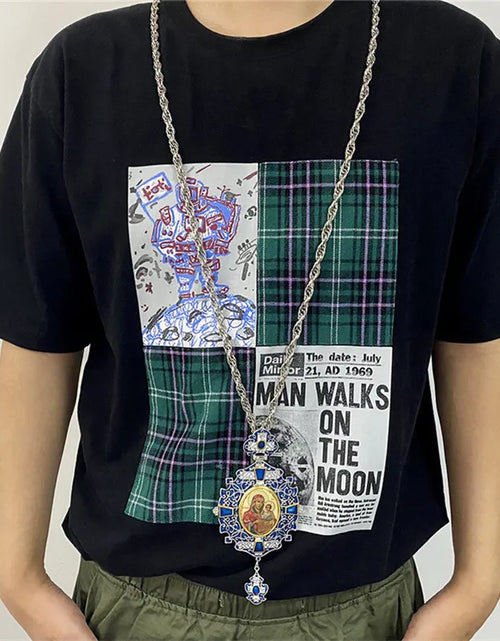 Load image into Gallery viewer, Pectoral Cross Russian Greece Crucifix Religious Baptism icon Byzantine Art and Orthodox Tradition Holy Cross Chain Long Necklac
