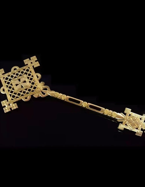 Load image into Gallery viewer, JERUSALEM Jesus Orthodox Cross Gold Plated Hand Blessing Cross Christian Chuch Home Prayer Ritual Cane Religious Gift
