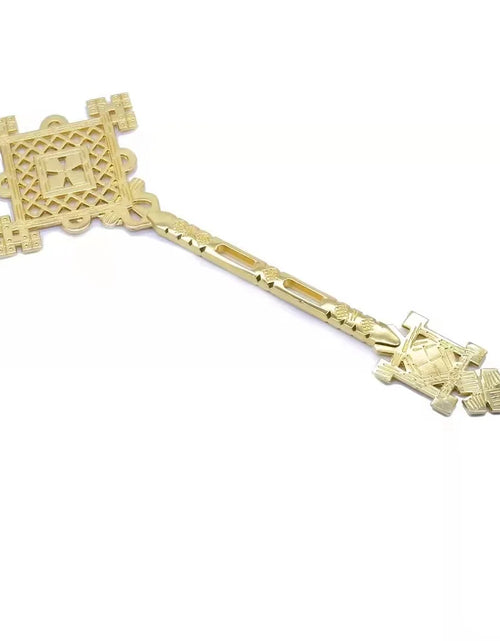 Load image into Gallery viewer, JERUSALEM Jesus Orthodox Cross Gold Plated Hand Blessing Cross Christian Chuch Home Prayer Ritual Cane Religious Gift
