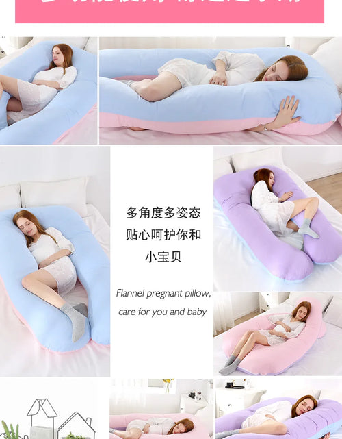 Load image into Gallery viewer, Materbity Pillow for Women Cotton Color Matching Removable Washable U-shaped Waist Support Cushion Pillow Maternity Body Pillow
