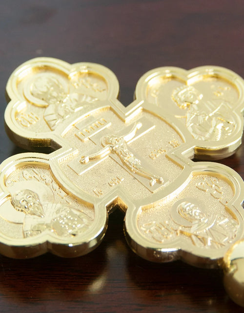 Load image into Gallery viewer, Handheld prayer alloy cross for Eastern Orthodox churches. Prayer ritual supplies are lightweight and easy to carry
