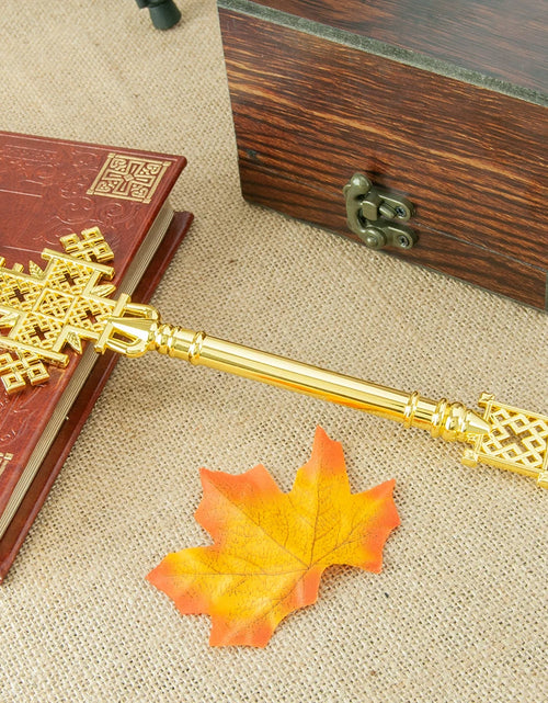 Load image into Gallery viewer, Religious Orthodox Ritual Father Pastor Hand Holding Cross Jerusalem Cross Gold Religious Gift Zinc Alloy Gold Plated Cross
