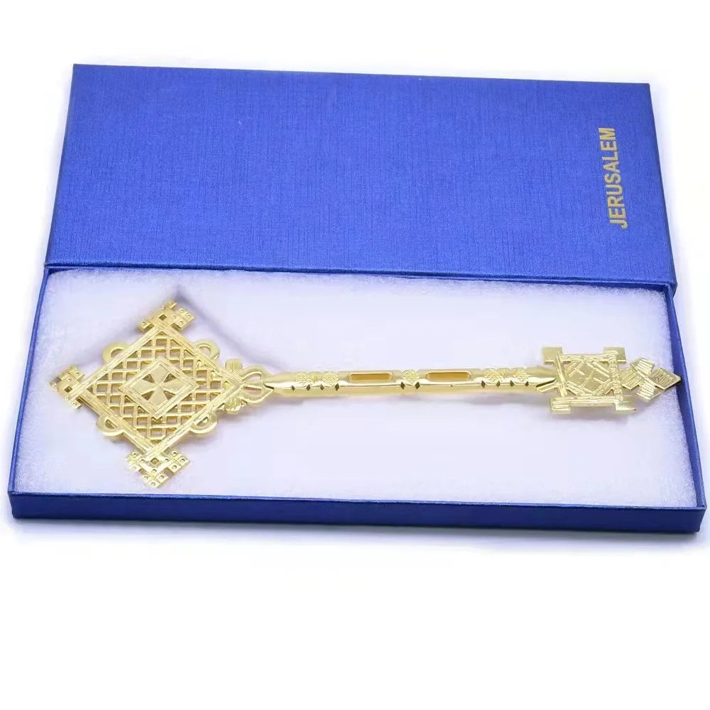 JERUSALEM Jesus Orthodox Cross Gold Plated Hand Blessing Cross Christian Chuch Home Prayer Ritual Cane Religious Gift