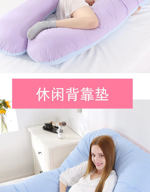 Load image into Gallery viewer, Materbity Pillow for Women Cotton Color Matching Removable Washable U-shaped Waist Support Cushion Pillow Maternity Body Pillow
