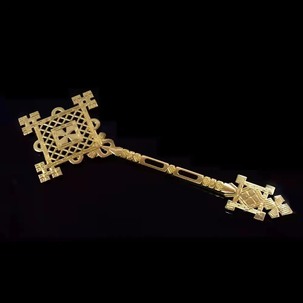 JERUSALEM Jesus Orthodox Cross Gold Plated Hand Blessing Cross Christian Chuch Home Prayer Ritual Cane Religious Gift