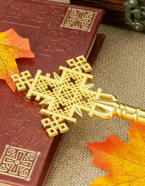 Load image into Gallery viewer, Religious Orthodox Ritual Father Pastor Hand Holding Cross Jerusalem Cross Gold Religious Gift Zinc Alloy Gold Plated Cross
