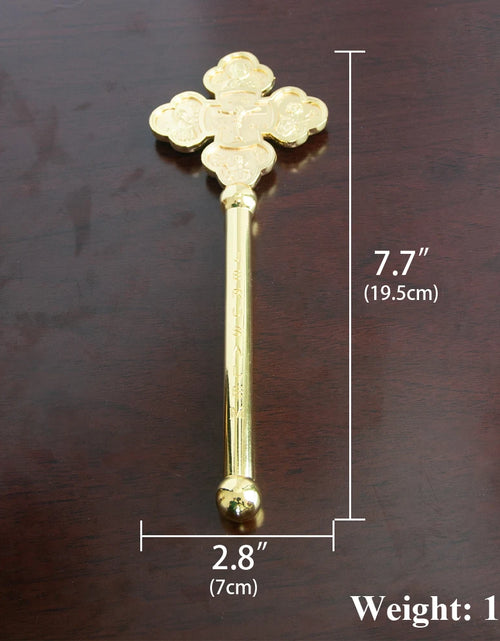 Load image into Gallery viewer, Handheld prayer alloy cross for Eastern Orthodox churches. Prayer ritual supplies are lightweight and easy to carry
