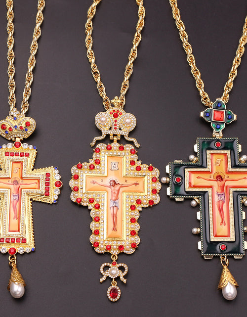 Load image into Gallery viewer, Jewelry Crown Tag Necklace Cross Pendant
