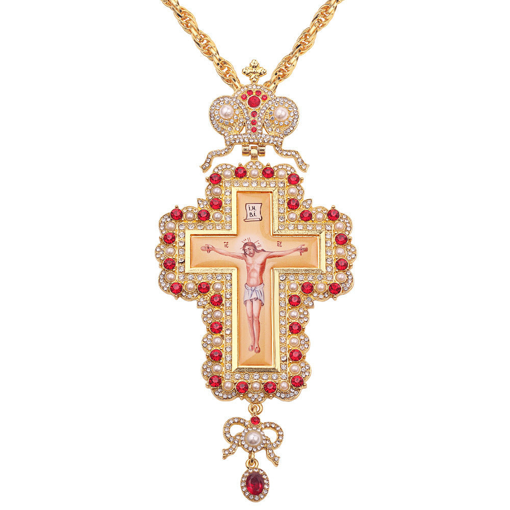 Jewelry Crown Tag Necklace Cross Pendant